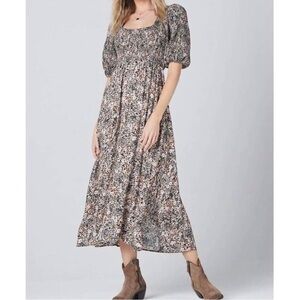 Saltwater LUXE Jana Short Sleeve Smocked Floral Maxi Dress Size XS